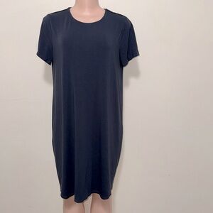 J. Jill Wearever Teeshirt Dress loose comfy woman size Medium Petite blue color